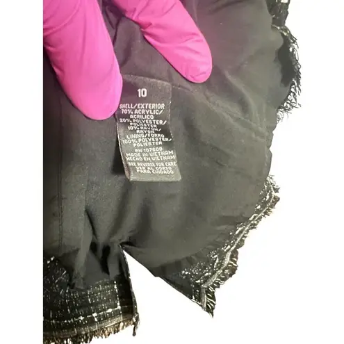 Leslie Fay Dress Womens 10 Tweed Black White Pearl Short Sleeve Business Chic