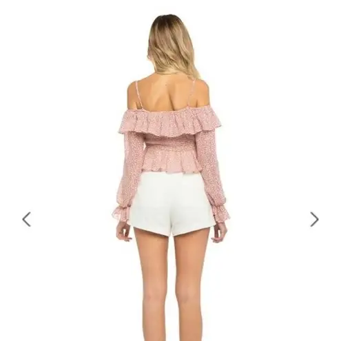 Lani the Label Monroe Top Womens sz Med Crop Floral Boho Blouse Off-the-Shoulder