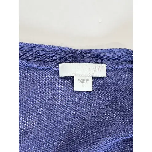 J Jill Open Cardigan Womens L Purple Linen Blend Beachy Breathable Knit Casual Size L