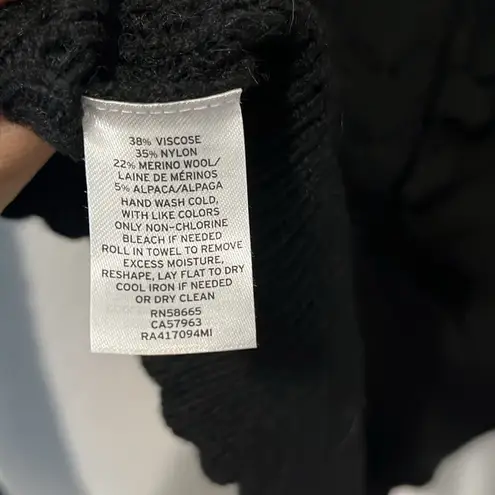 Rachel Parcell Black Pointelle Ruffle Lacy Knit Pullover Sweater, Size XL