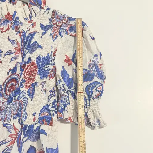 Tuckernuck Cream Heirloom Floral Short Sleeve Rowen Blouse Size L