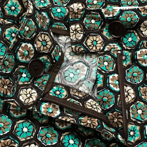 Harold's Vintage Cotton Blend Pants Women's Size 8 Retro Floral Crop Trousers Brown