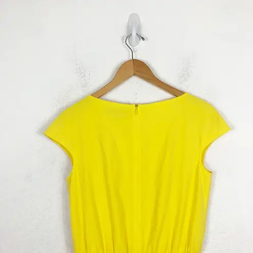 St. John Bateau Neck Mini Dress Size 4 Yellow Casual Draped Stretch Preppy