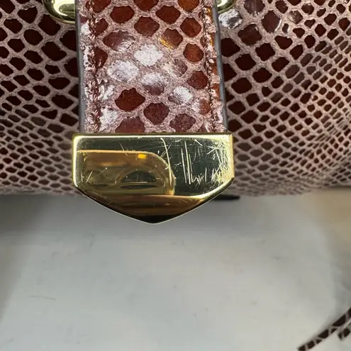 G.I.L.I.Snake Fringe Stirrup Shoulder Red/Brown Patent Suede Bag.