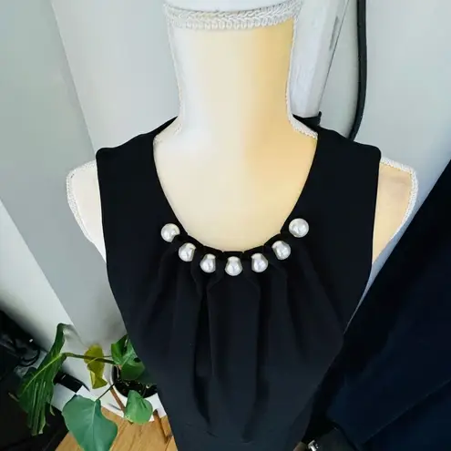 Eliza J Faux Pearl Sleeveless Shift Dress Classic Little Black Dress Size 12 NWT