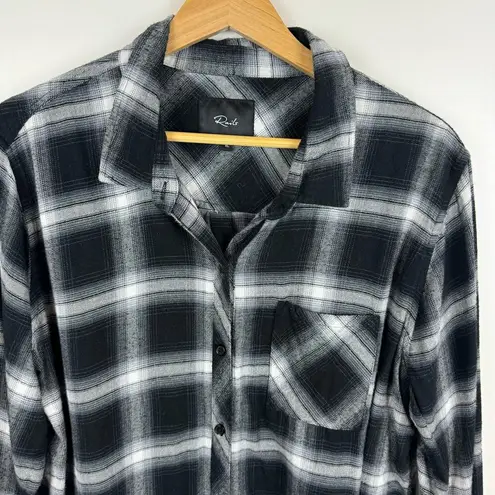 Rails  Womens Hunter Plaid Flannel Shirt in Coal Grey White Sz XL | Fall Casual