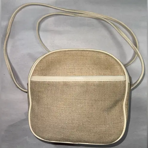 Etienne Aigner Shoulder Bag Cream Tan Jute Vinyl Crossbody Bag Vintage