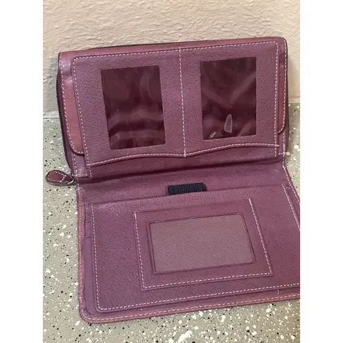 Guano Tong Genuine Leather Wallet Maroon Trifold RFID Organizer Zip Pocket Red