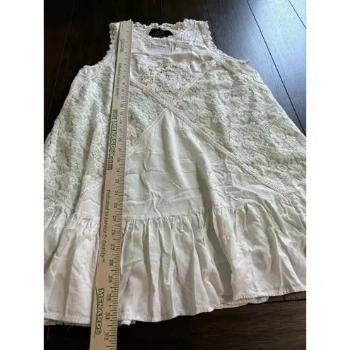 Oddi  Size L Ivory Mint Ruffle Lace Love shack Swing Dress Layered Ruffle Hem