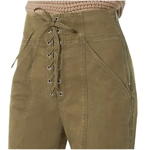 ALC Frank A.L.C. Kyle Front Lace Up High Rise Ankle Pants In Thyme Size 8 Cotton Twill