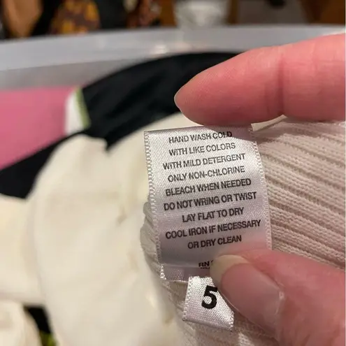 Adrienne Vittadini Vintage 90’s-y2K creamy ribbed cotton boat neck 3/4 sleeve sweater top