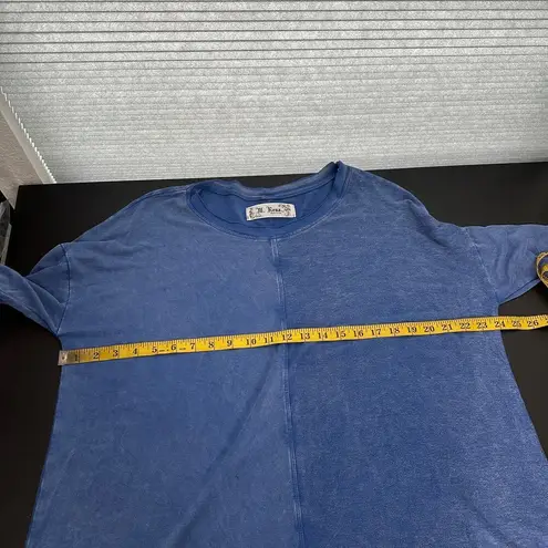 M Rena Blue Scoop Neck Long Sleeve Pullover Seamed Tunic Casual Top Size Large