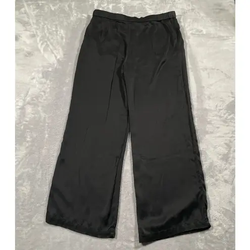 James Perse Pants 4 XL Black Satin Wide Leg Evening Dressy Drawstring Silky