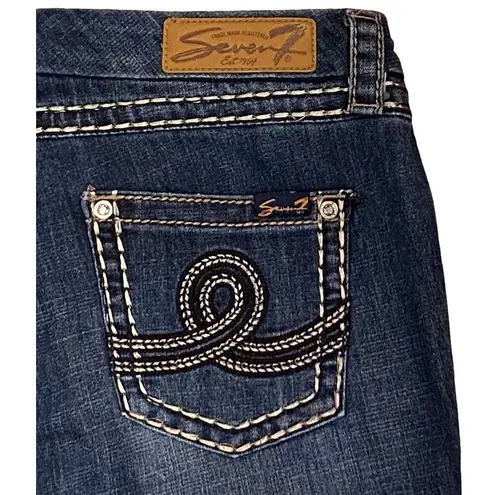 Seven7 Slim Bootcut Bold Stitching 5 Pocket Cut Denim Blue Jeans ~ Women's 10