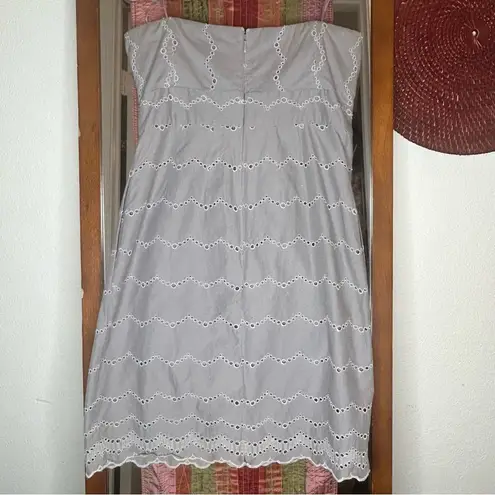 J.Crew  Strapless Eyelet Cotton Dress with Scalloped Hem size 4