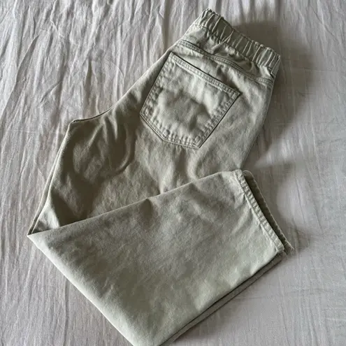 H&M  High Waist Twill Pants, Green/Beige, 12