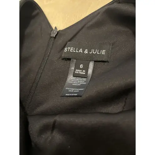 Stella & Julie Women Dress Black Size 6 Cap Sleeve Zipper Closure Embellished