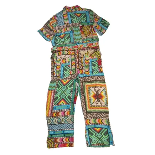 Farm Rio NWT Banana Scarves Jumpsuit Tropical Print Soft Fluid Belted 1-Piece M