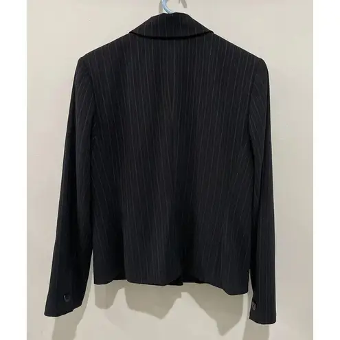 KATE HILL For Lord & Taylor Womens Button Up Blazer Jacket Black pinstripes Sz 8