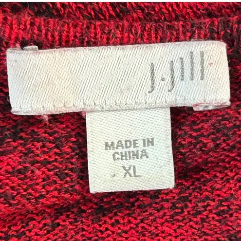 J Jill Womens Sweater Size XL Floral Diamond Pattern Soft Warm Cozy Cool Weather Red