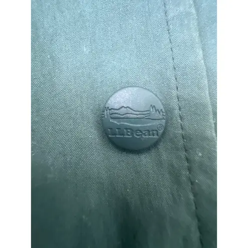 LL Bean Womens Rain Coat Jacket Hooded Knee Length Green Outerwear Size XL