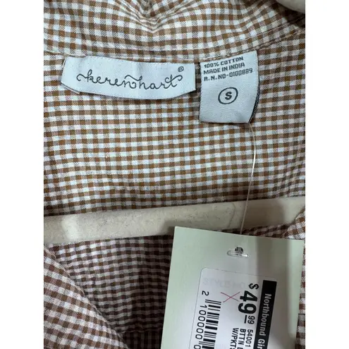 Keren Hart Brown Gingham Sleeveless Button Down Collared Top Cottagecore Women S