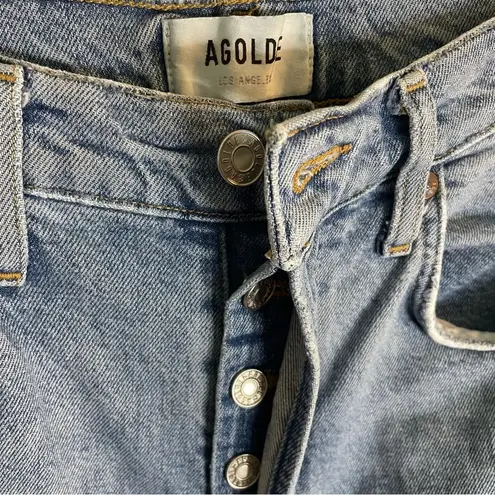 AGOLDE   Blue Straight Jeans with ButtonFly Size 27 medium wash retro chic preppy