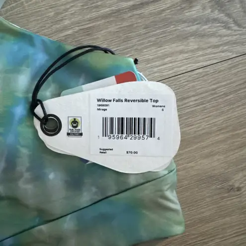 prAna Swim Top Willow Falls Reversible Mirage Blue Print Green Bikini Top Small