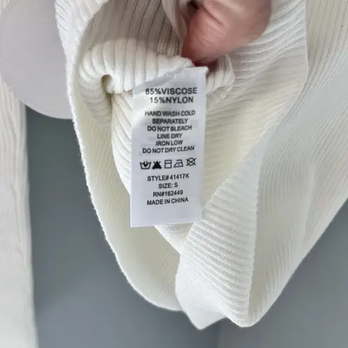NWT Milk And Honey Knitware White Embellished Neckline Ribbed Sweater Size S