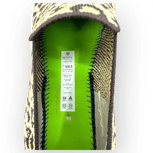 Rothy's Camo Cats Tan Textile Rubber Sole Slip On Sneakers Womens Size 9.5