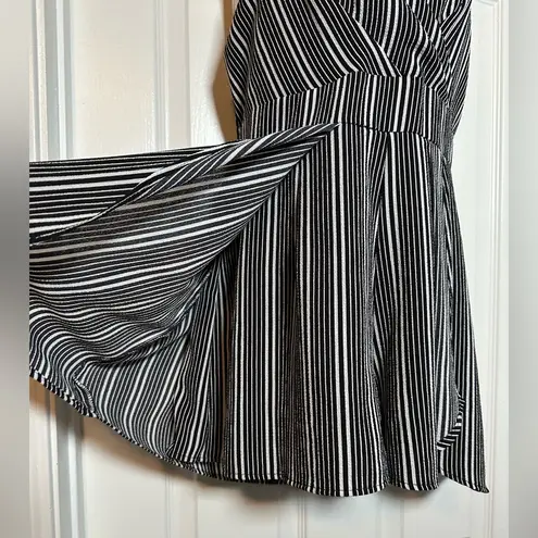 Purple Snow Black & White Striped Tank Top Romper w Layered Skirt Dress Size LG