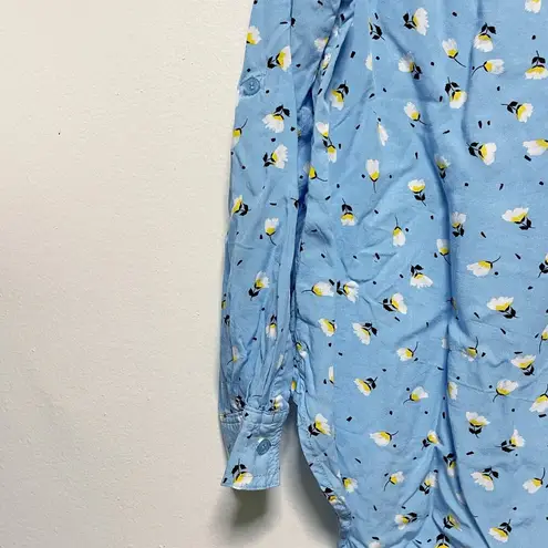 Velvet Heart Blue Poppy Print Buttondown Top