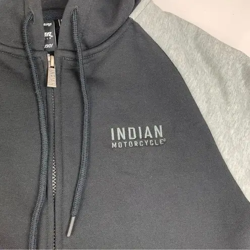 Indian Motorcycles womens medium contrast sleeve zip up sweatshirt black gray