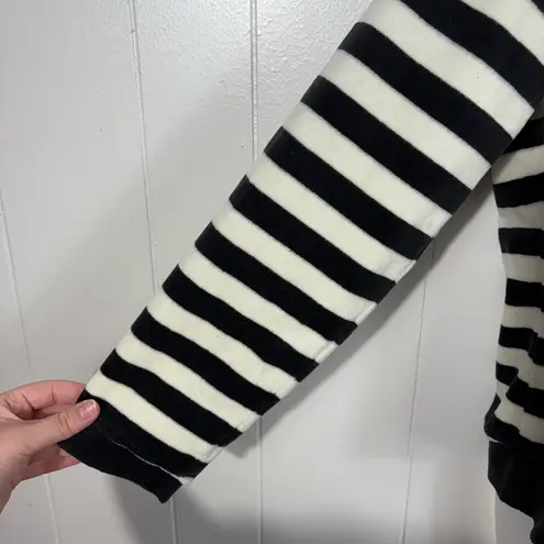 NY Jeans Vintage Y2K Velvet Black White Striped Boat Neck Sweatshirt Grunge Goth