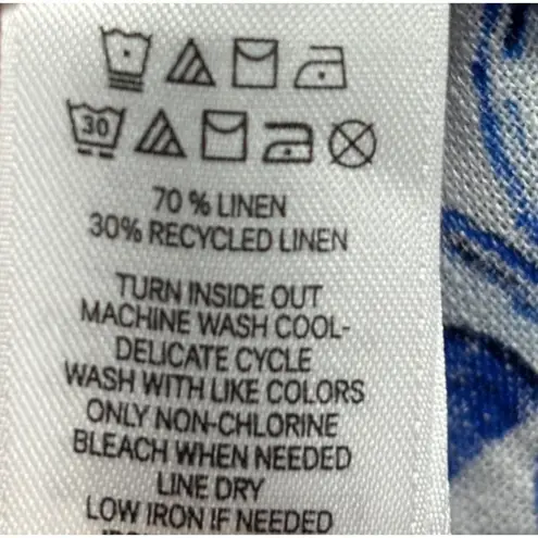 Sigrid Olsen Womens Blouse M Linen Blend Blue Beachy Tunic Santorini