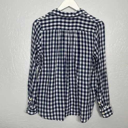 Denim & Supply Ralph Lauren  Women M Blue White Gingham Plaid Shirt Long Sleeve