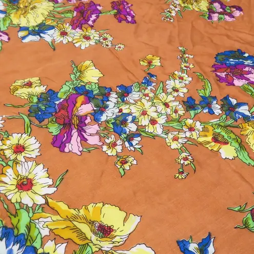 Vintage 60s Rust Floral Silk Square Scarf Wraps