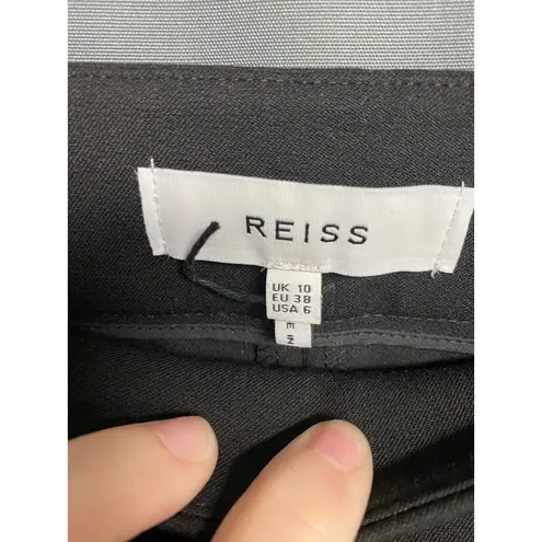 Reiss Pants Womens 6 Black Elastic Waist Jayne Split Front Skinny Side Zip B65