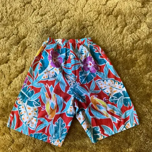 Vtg 80s tropical birds n flowers board shorts Size XXS