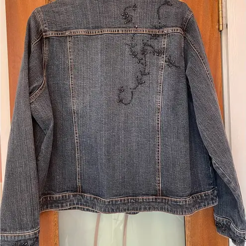 Venezia Woman Plus Dark Wash Embellished Beaded Cotton/Spandex Jean Jacket 18/20 Size undefined