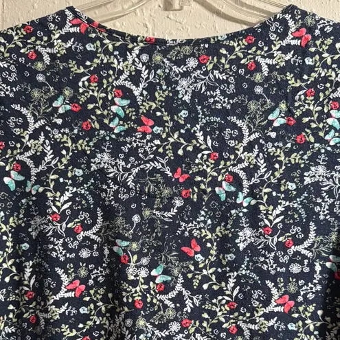 Charter Club  Navy Floral Short Sleeve Top