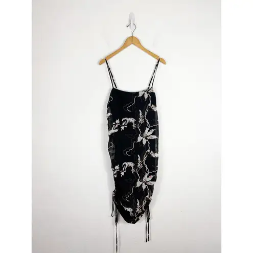 Shona joy Ruched Slip Dress Size 8 Black Shadows Floral Whimsigoth Emo