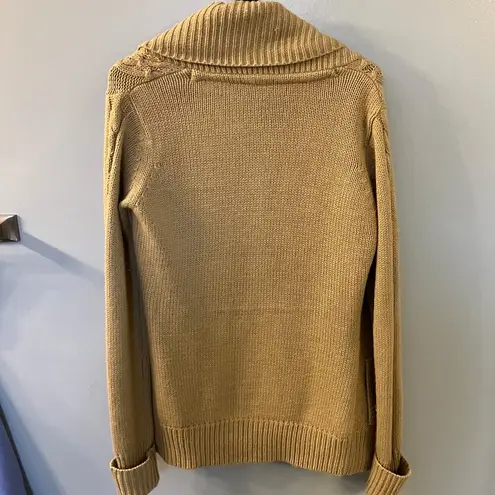 Yoki Womens Cable Knit Cardigan Sweater Tan Size Medium