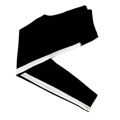 Noli Blk Womens Athletic Workout/Yoga Cropped Leggings w/ Wte Side Stripes Sz L