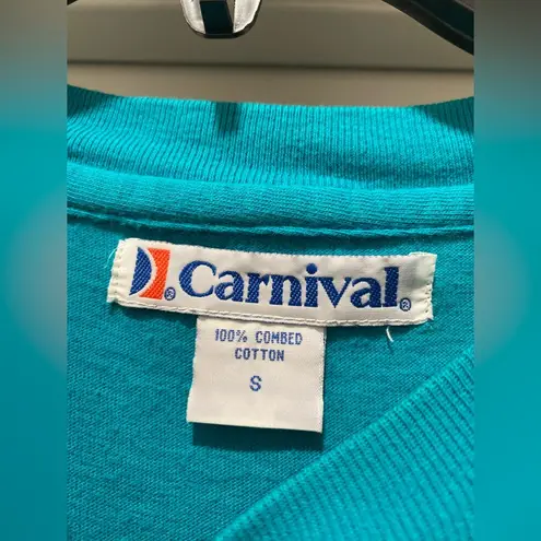 VTG Carnival Teal Blue Turquoise Short Sleeve Crew Neck T