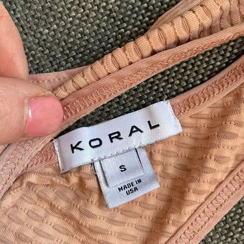 Koral Tank Top Size Small Oversized Boxy Baggy Pink Peach Orange Mesh EUC