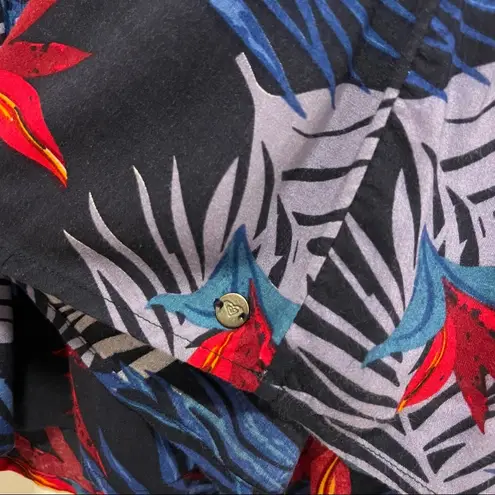 Roxy  Landslide Navy Palm Print Peasant Top size M