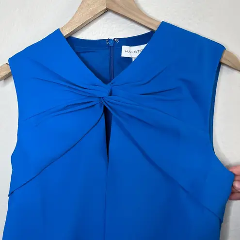 Halston Women's Faren Knot Dress Shell Top Ocean Blue Size 4