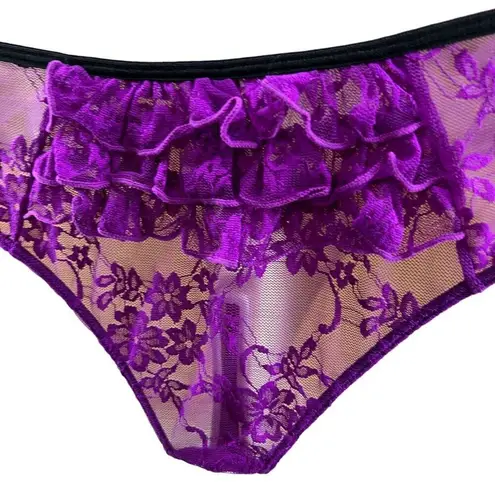 Dreamgirl Orchid Francesca Bustier Set Lace Ruffle Lingerie Size Medium Purple