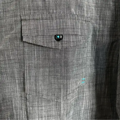 Best In Show Chambray & Teal Long Sleeve‎ Button Front Shirt Women's Size Large Gray